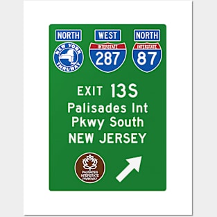 New York Thruway Northbound Exit 13S: Palisades Parkway to New Jersey Posters and Art